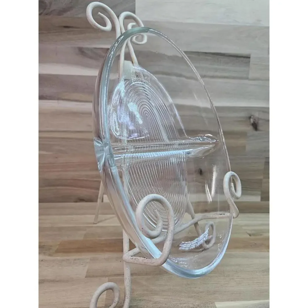 Vintage Glasbake J-558 Clear Glass Divided Oval Serving Dish - 10